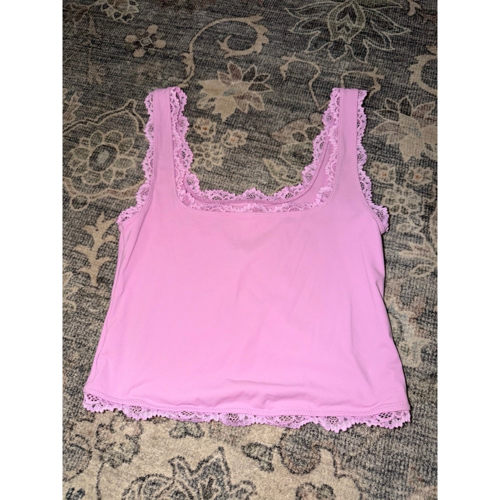 Skims Fits Everybody Lace Tank Top Bubblegum Pink